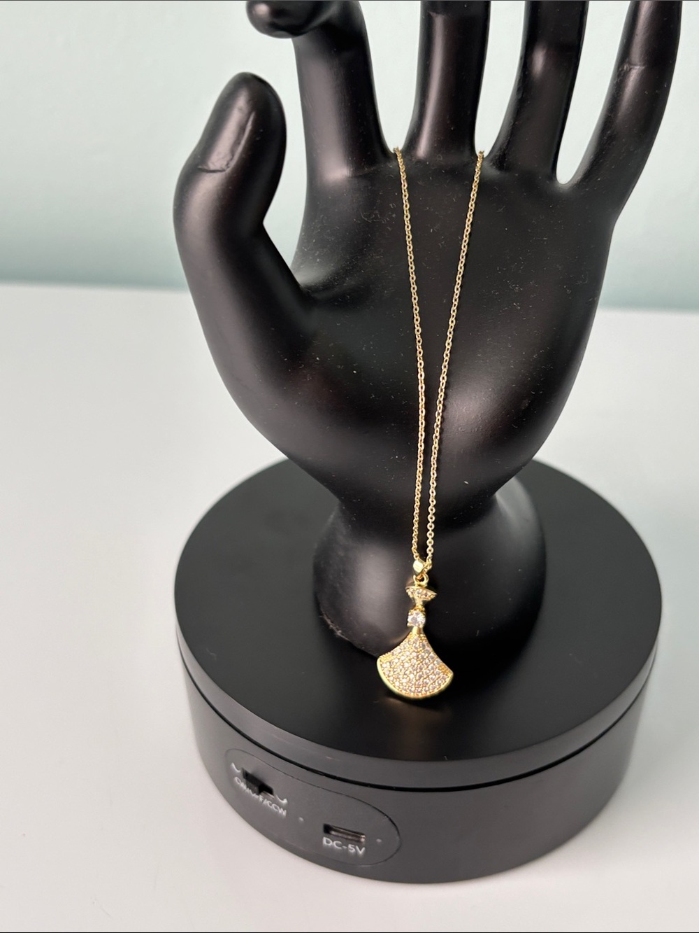 Gold Tone Pave Pendant Necklace - Women's Jewelry